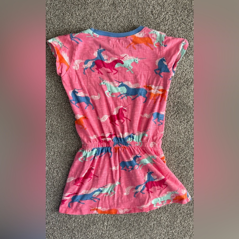Hatley Girl’s Pink Mystical Horses Front Pocket Dress Size 4